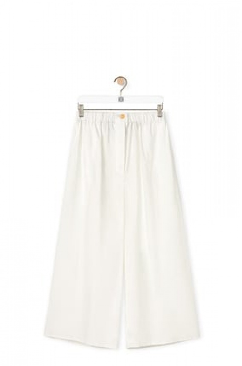 Pantalones Loewe Cropped trousers in cotton Mujer Blancas | 530KOSCHB