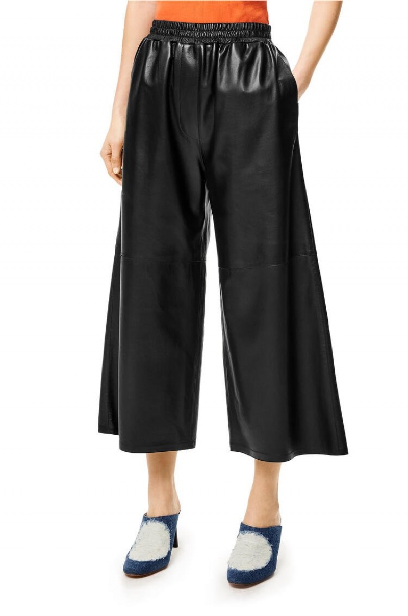 Pantalones Loewe Cropped trousers in nappa Mujer Negras | 527WXINBJ