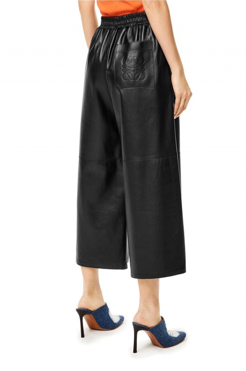 Pantalones Loewe Cropped trousers in nappa Mujer Negras | 527WXINBJ