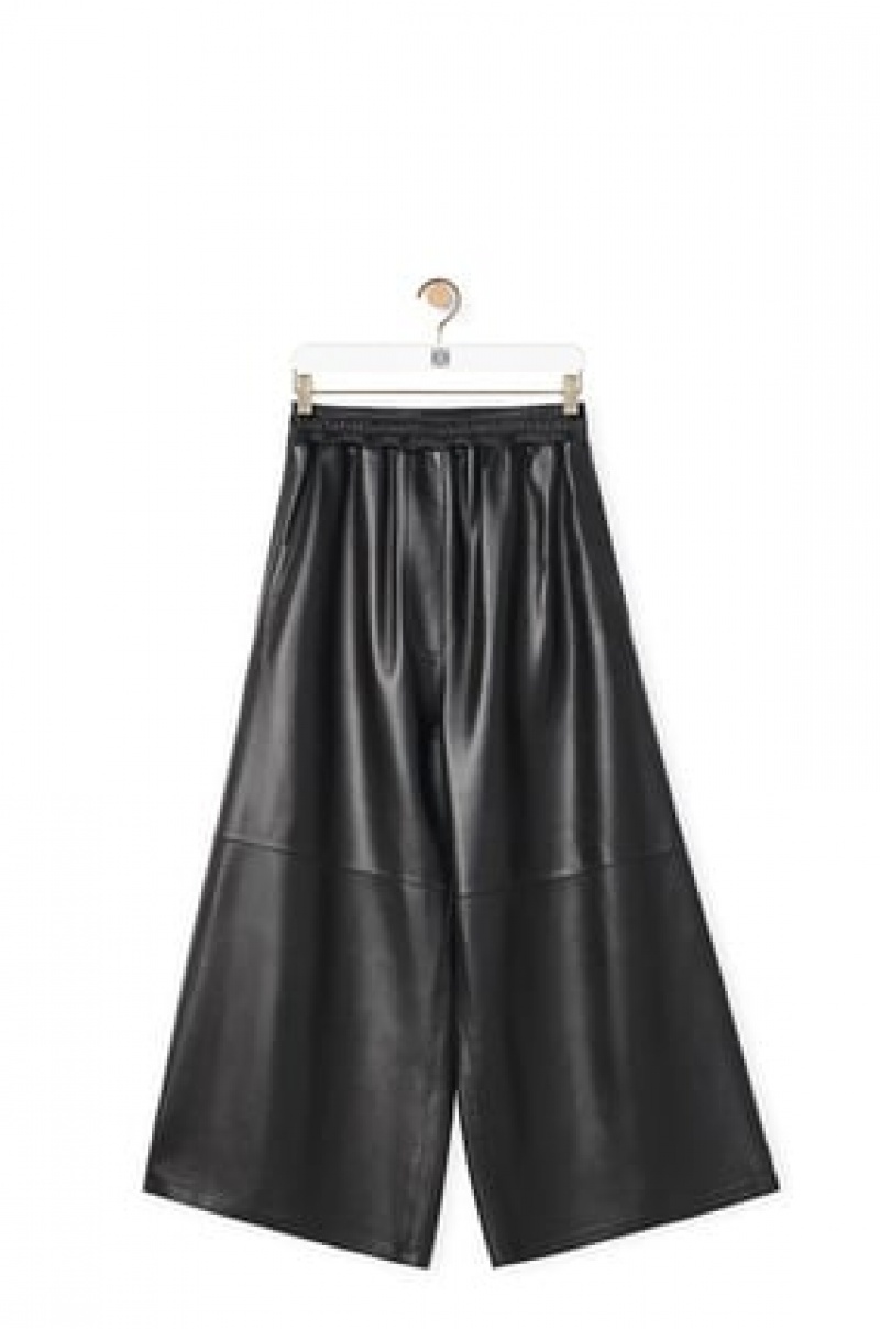 Pantalones Loewe Cropped trousers in nappa Mujer Negras | 527WXINBJ