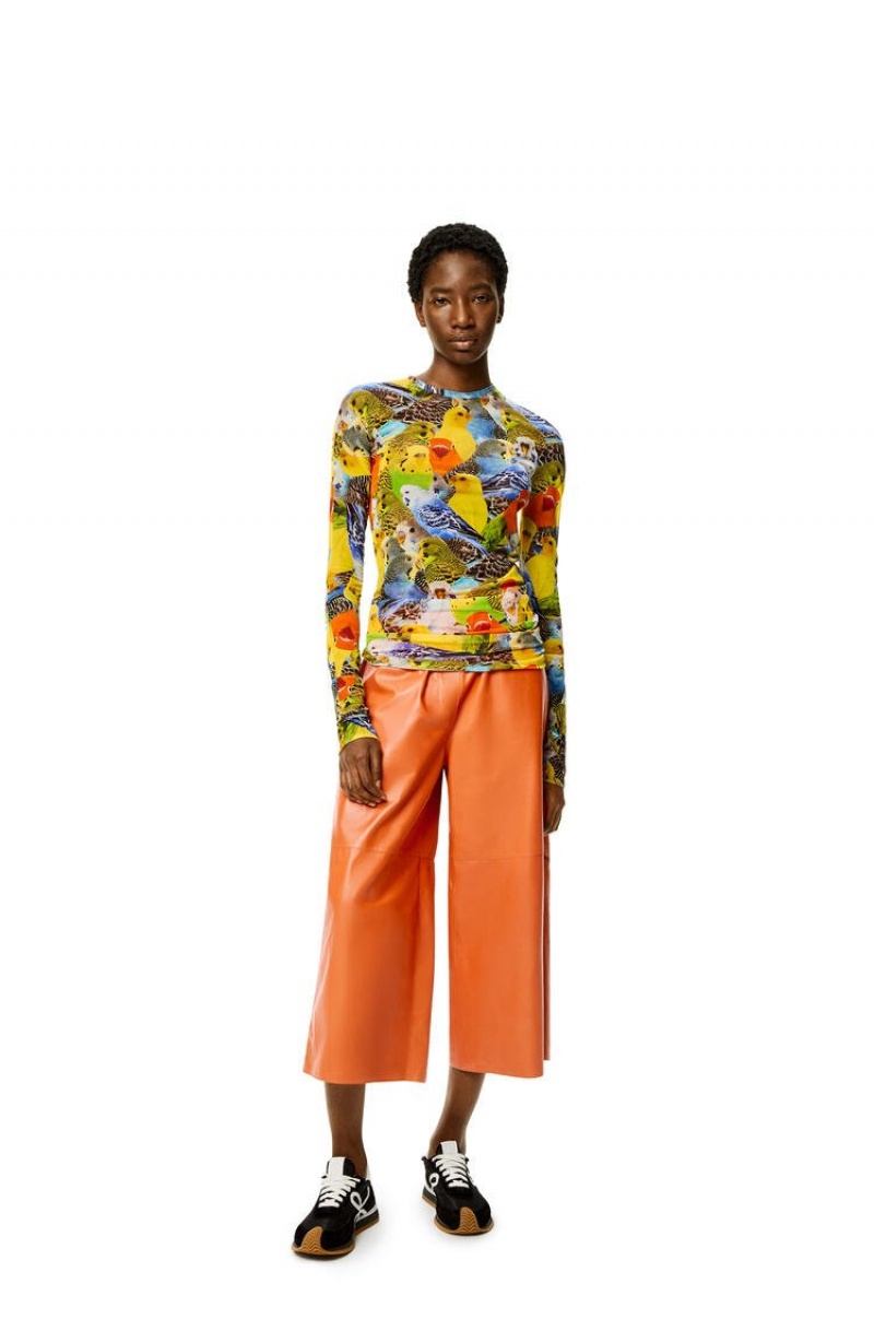 Pantalones Loewe Cropped trousers in nappa Mujer Naranjas | 106SDGNCQ