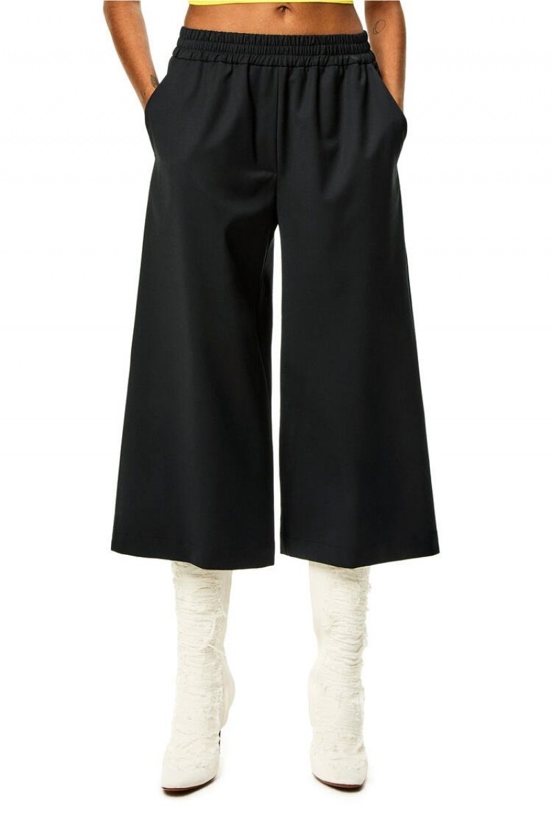 Pantalones Loewe Cropped trousers in wool Mujer Negras | 370OYTHWD