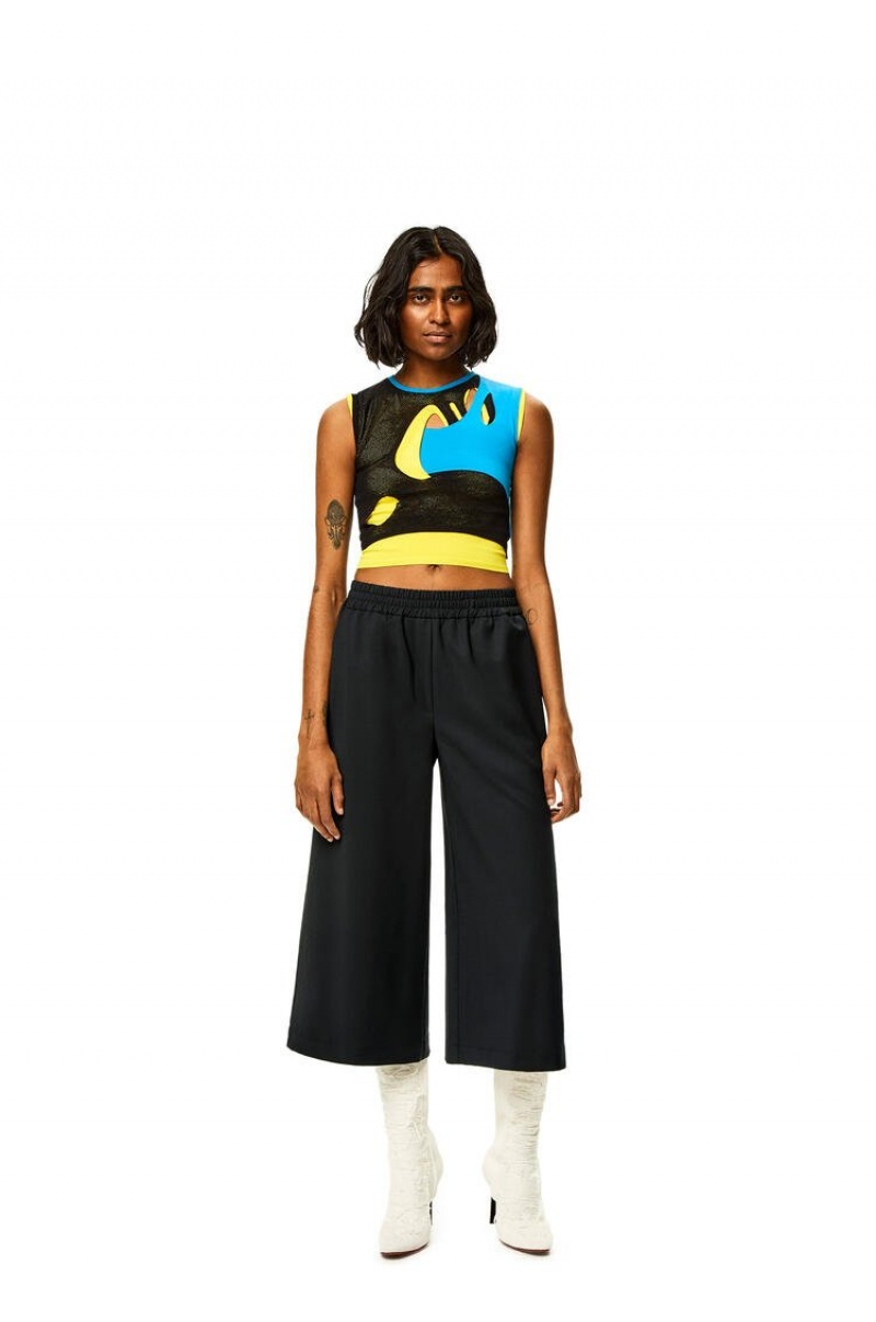 Pantalones Loewe Cropped trousers in wool Mujer Negras | 370OYTHWD