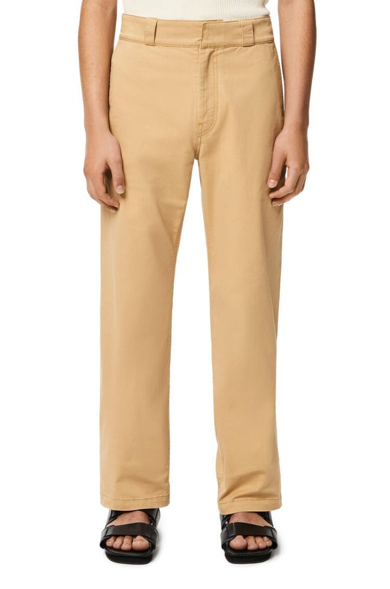 Pantalones Loewe Directo leg trousers in cotton Hombre Beige | 912KUJQXC