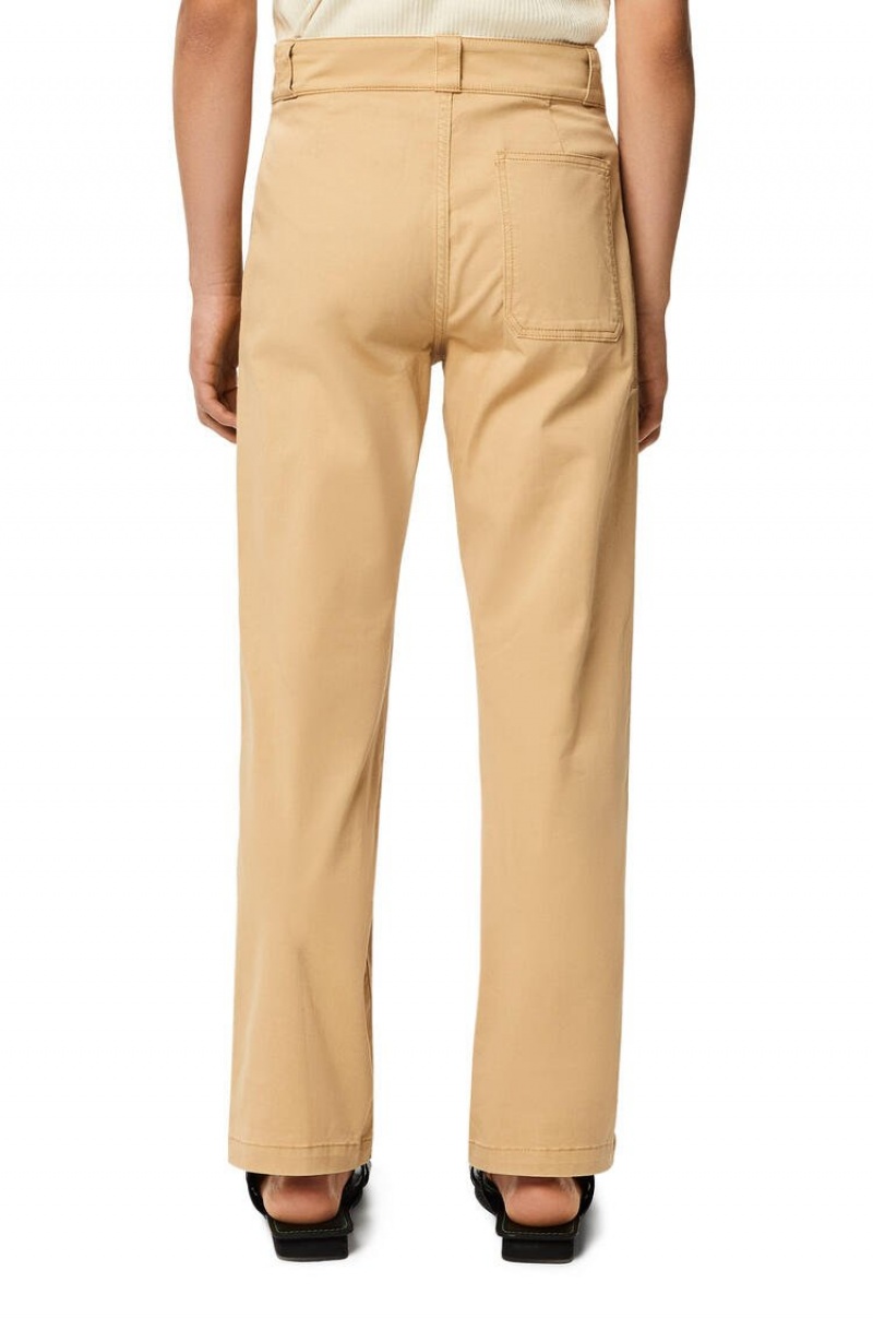 Pantalones Loewe Directo leg trousers in cotton Hombre Beige | 912KUJQXC