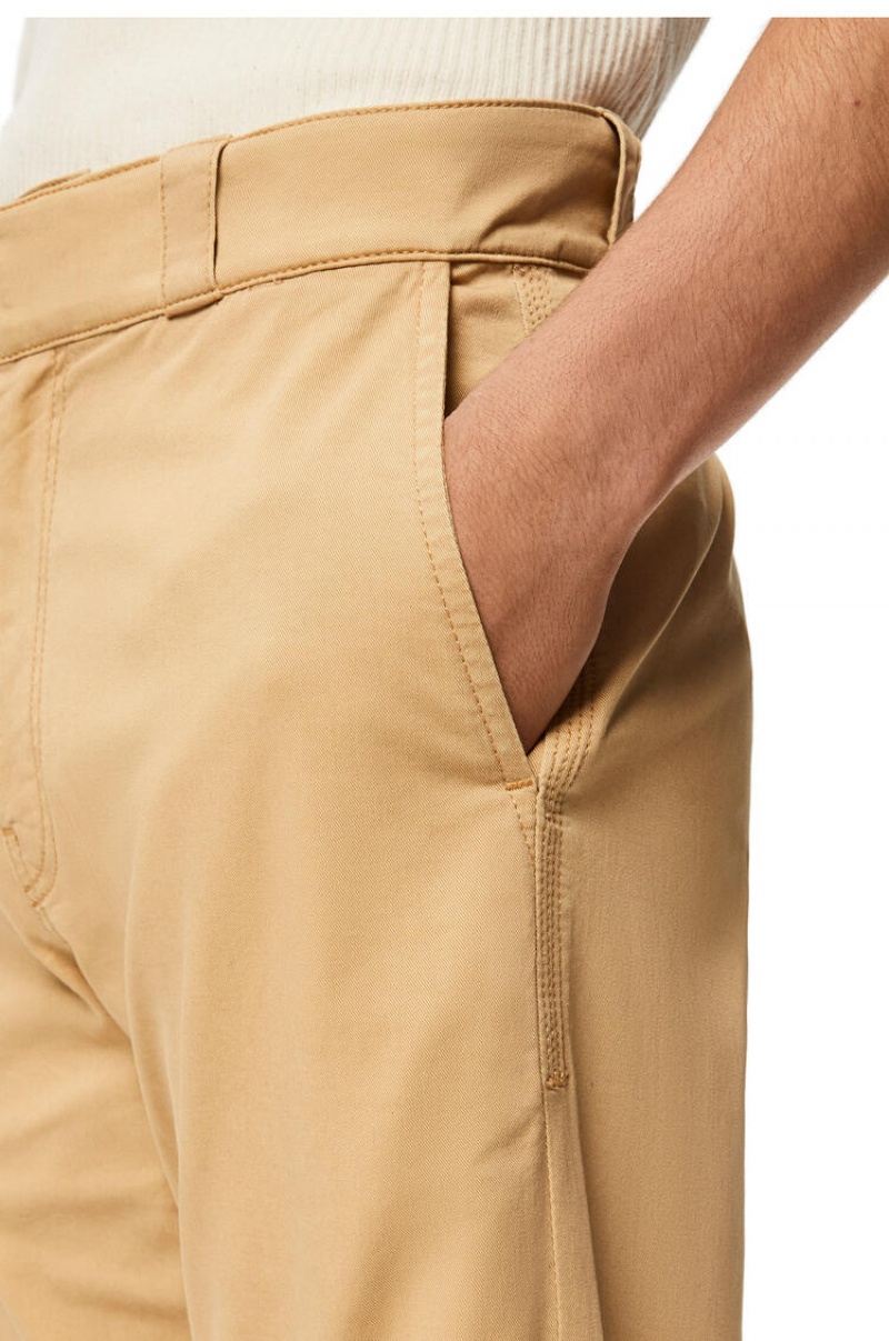 Pantalones Loewe Directo leg trousers in cotton Hombre Beige | 912KUJQXC