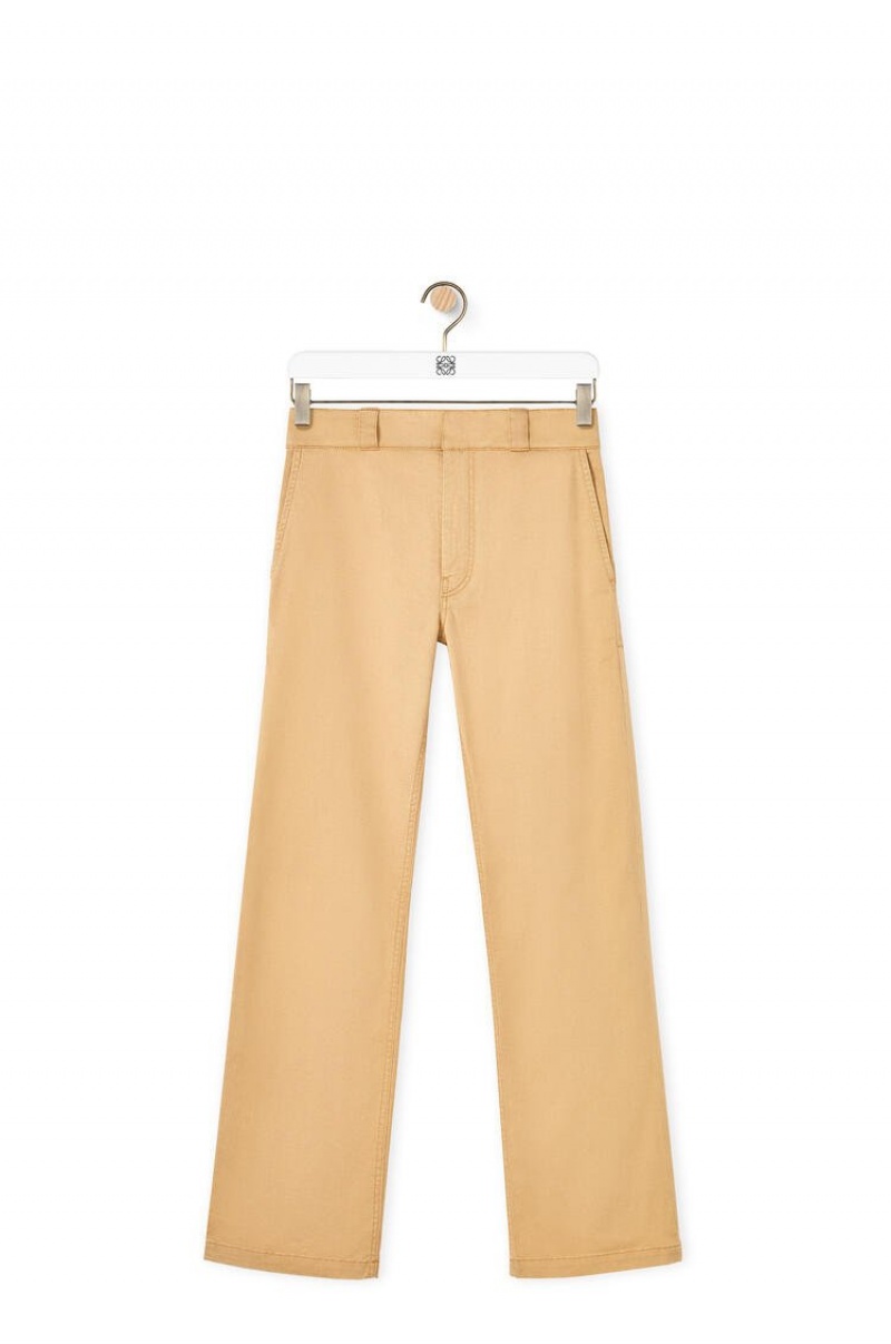 Pantalones Loewe Directo leg trousers in cotton Hombre Beige | 912KUJQXC