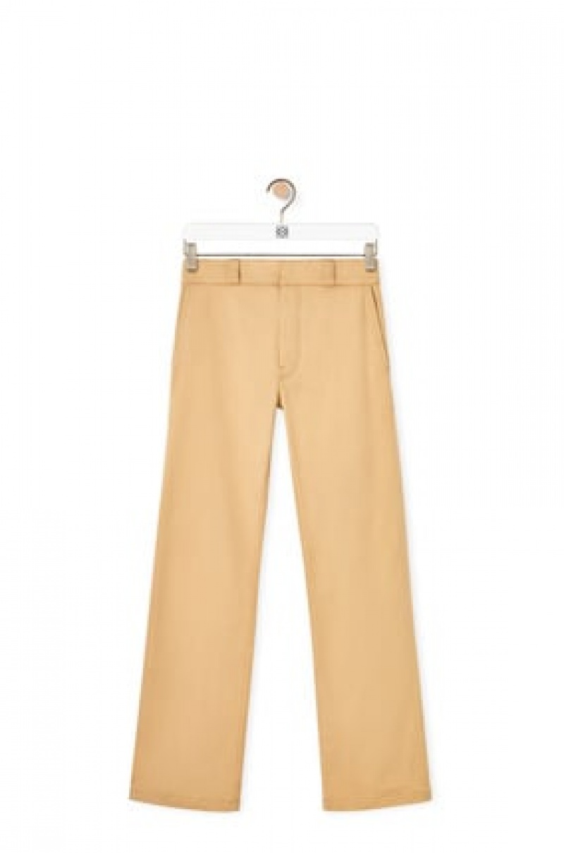 Pantalones Loewe Directo leg trousers in cotton Hombre Beige | 912KUJQXC