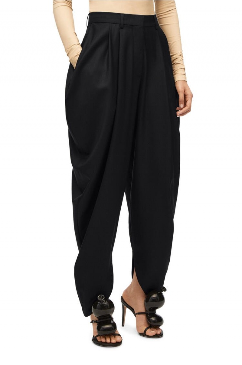 Pantalones Loewe Draped trousers in wool Mujer Negras | 083JHCKTQ