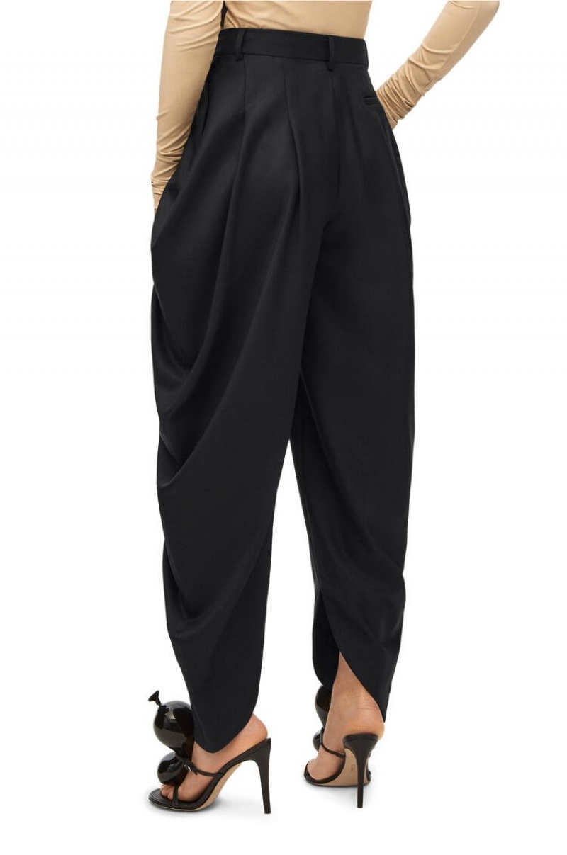 Pantalones Loewe Draped trousers in wool Mujer Negras | 083JHCKTQ