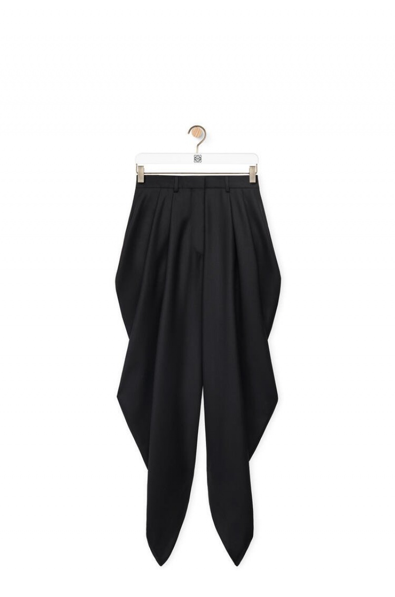 Pantalones Loewe Draped trousers in wool Mujer Negras | 083JHCKTQ