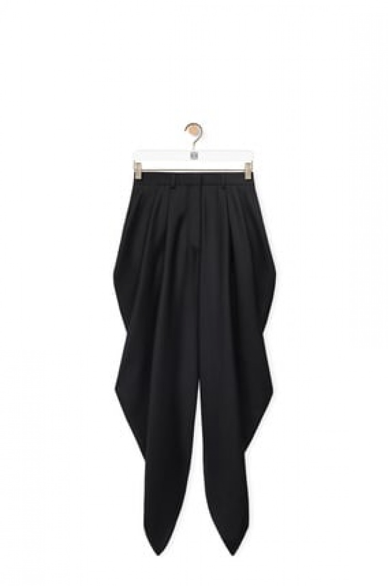 Pantalones Loewe Draped trousers in wool Mujer Negras | 083JHCKTQ