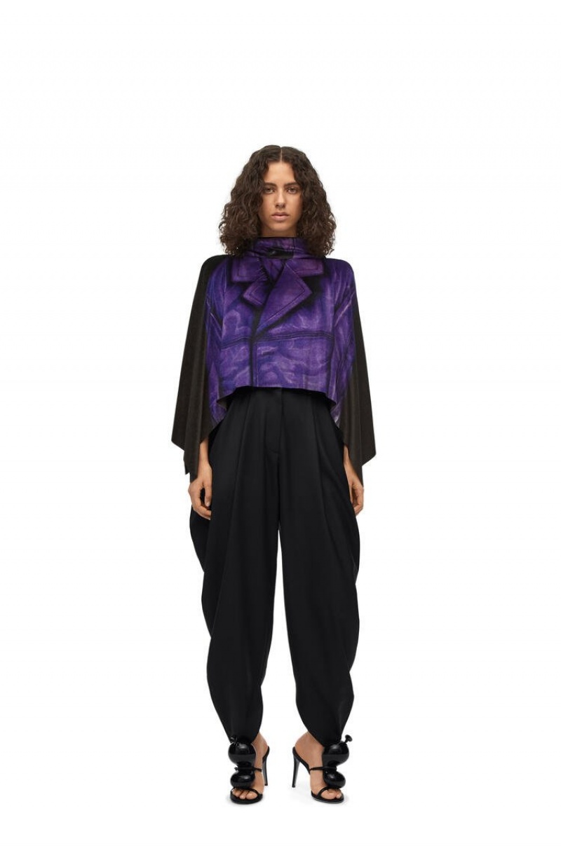 Pantalones Loewe Draped trousers in wool Mujer Negras | 083JHCKTQ