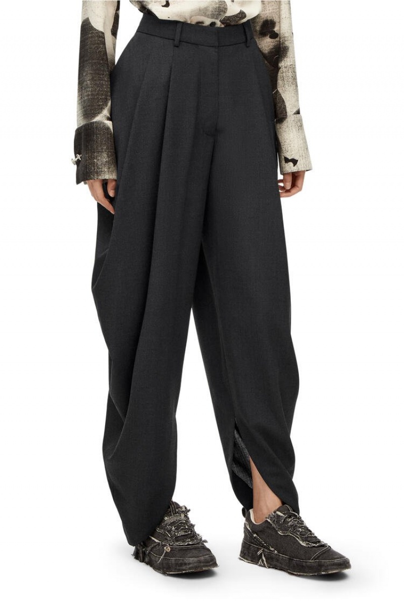 Pantalones Loewe Draped trousers in wool Mujer Gris | 834RWKUZP