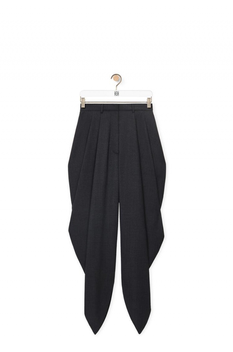 Pantalones Loewe Draped trousers in wool Mujer Gris | 834RWKUZP