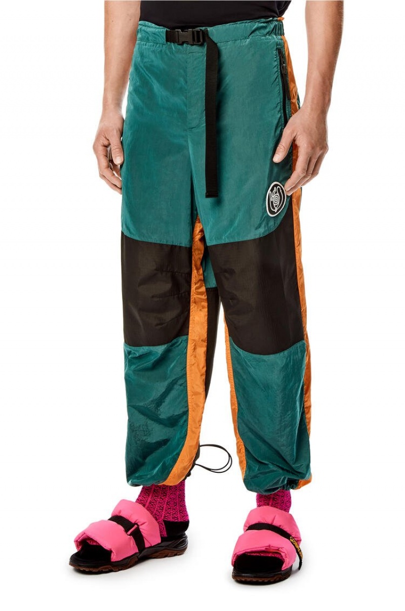 Pantalones Loewe Drawstring panel trousers Hombre Verde Naranjas | 263FHGTBR