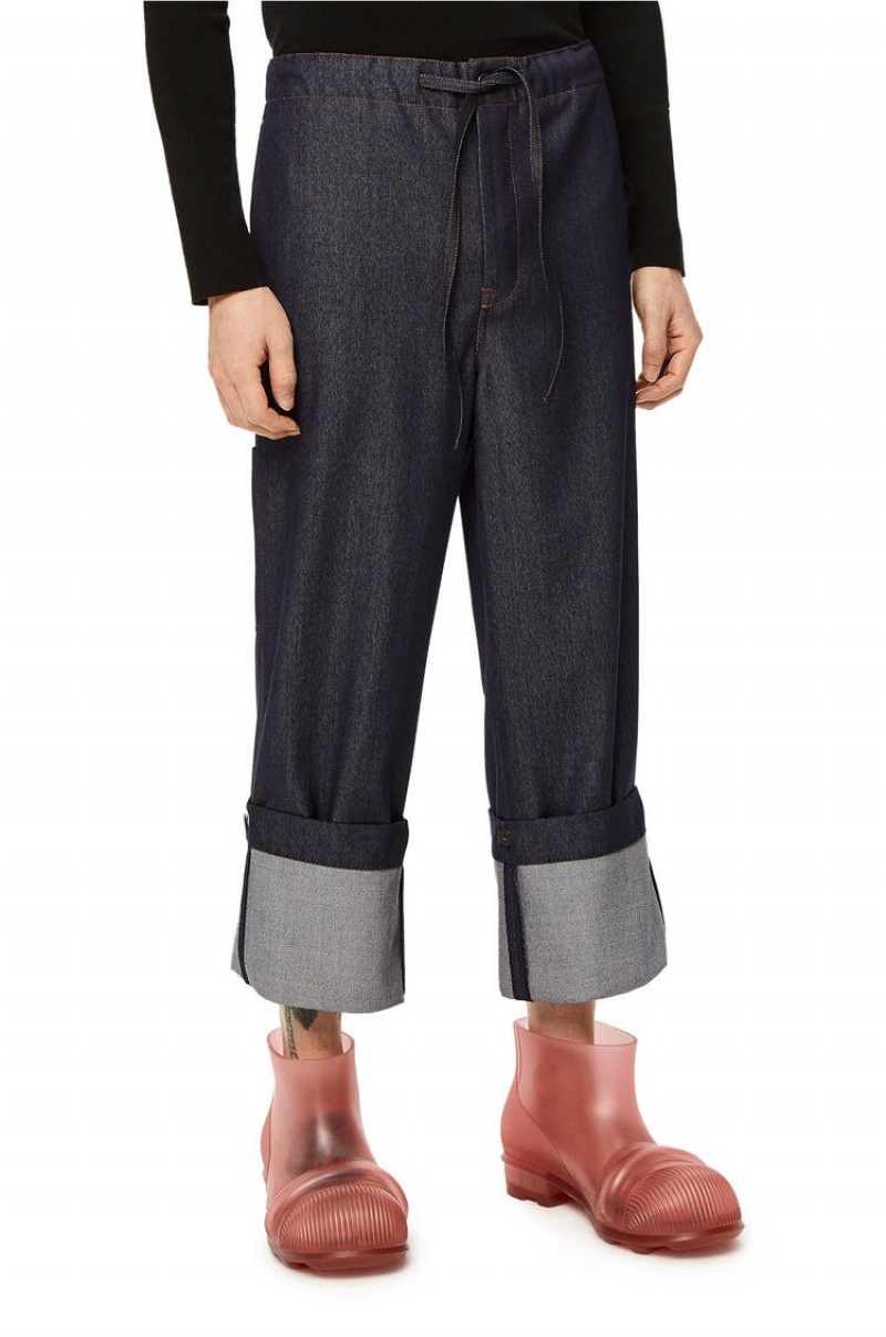 Pantalones Loewe Drawstring trousers in wool Hombre Azules | 986CVMYUQ