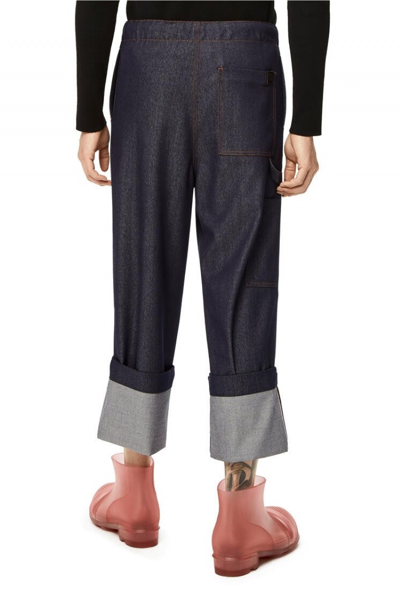 Pantalones Loewe Drawstring trousers in wool Hombre Azules | 986CVMYUQ