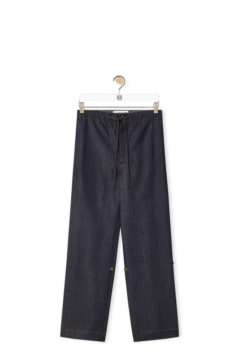 Pantalones Loewe Drawstring trousers in wool Hombre Azules | 986CVMYUQ