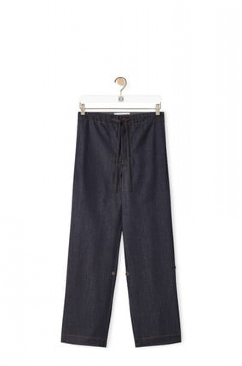 Pantalones Loewe Drawstring trousers in wool Hombre Azules | 986CVMYUQ