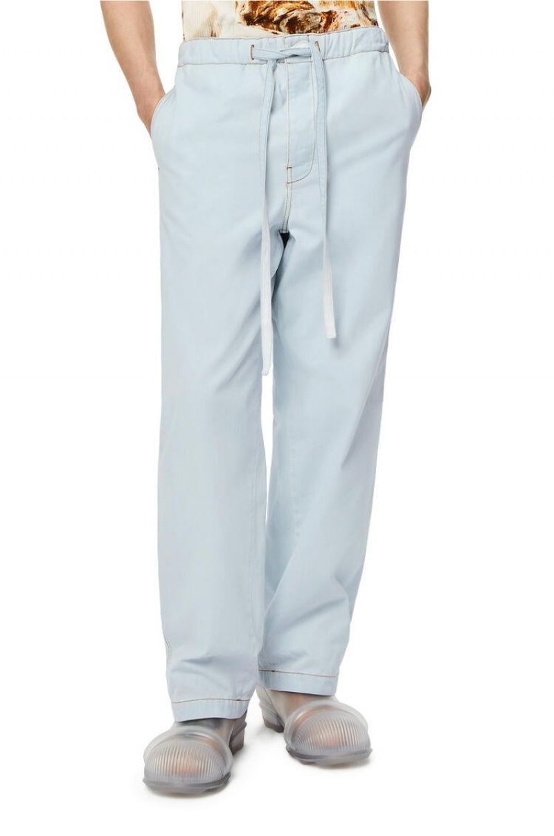 Pantalones Loewe Drawstring trousers in denim Hombre Azules | 569KYOJHF