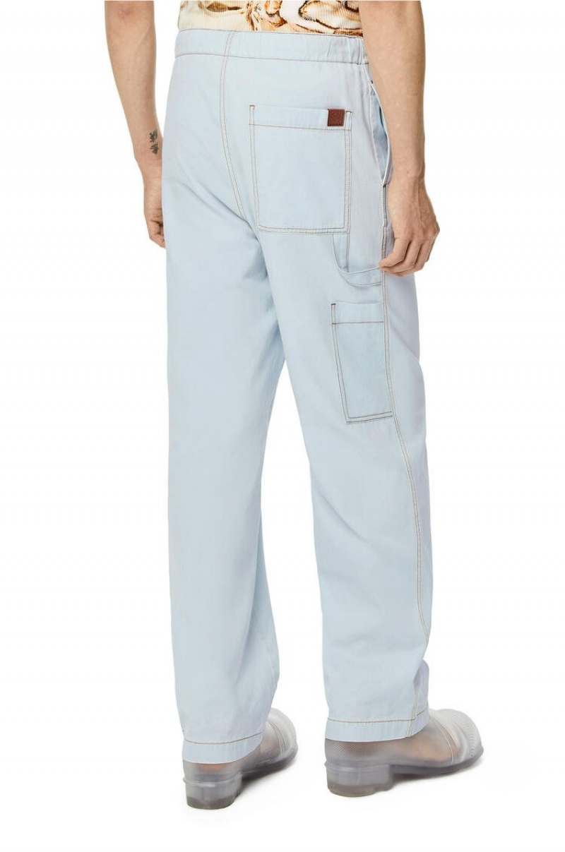 Pantalones Loewe Drawstring trousers in denim Hombre Azules | 569KYOJHF