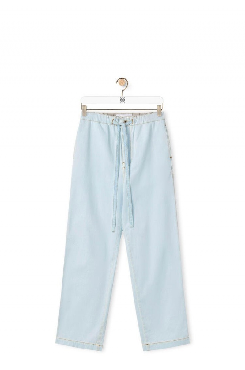 Pantalones Loewe Drawstring trousers in denim Hombre Azules | 569KYOJHF