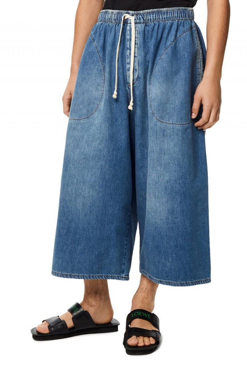 Pantalones Loewe Drawstring trousers in denim Hombre Azules | 356GWQLAK