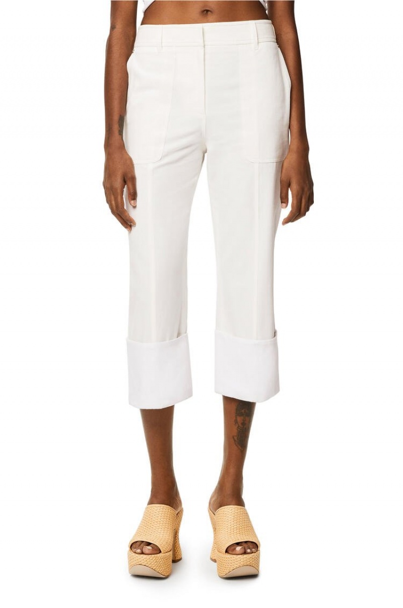 Pantalones Loewe Fisherman trousers in cotton Mujer Blancas | 960GLZTSN