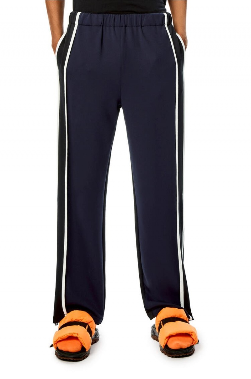 Pantalones Loewe Jogging trousers in technical jersey Hombre Azul Marino Negras | 062XKQBOZ