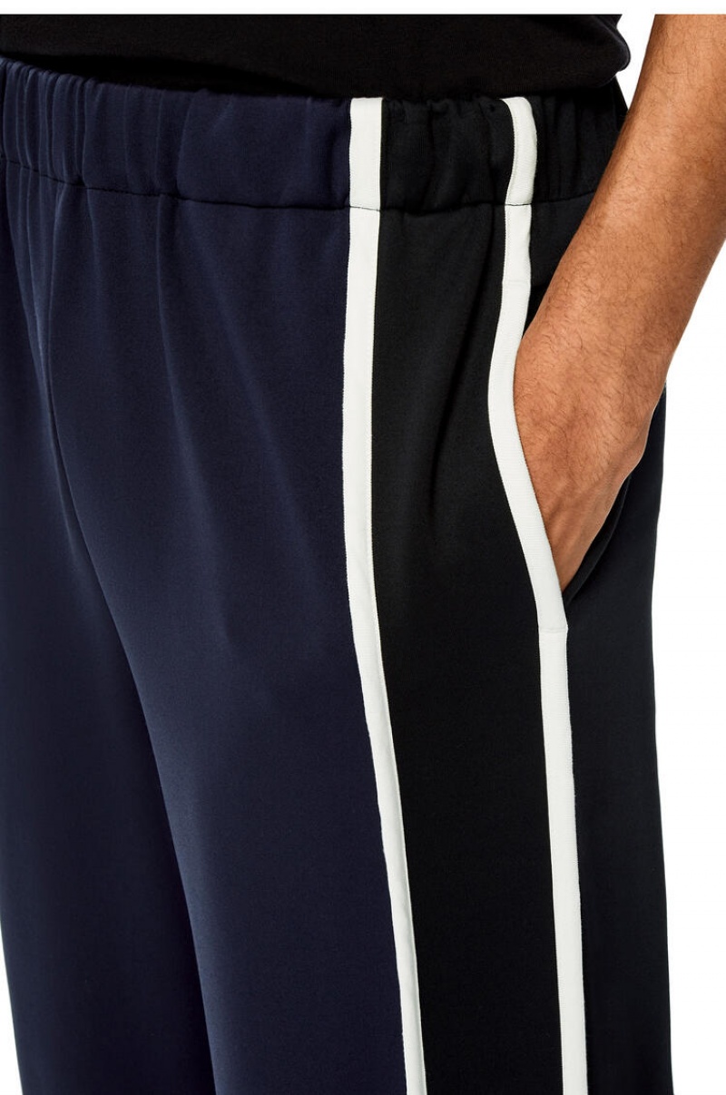 Pantalones Loewe Jogging trousers in technical jersey Hombre Azul Marino Negras | 062XKQBOZ