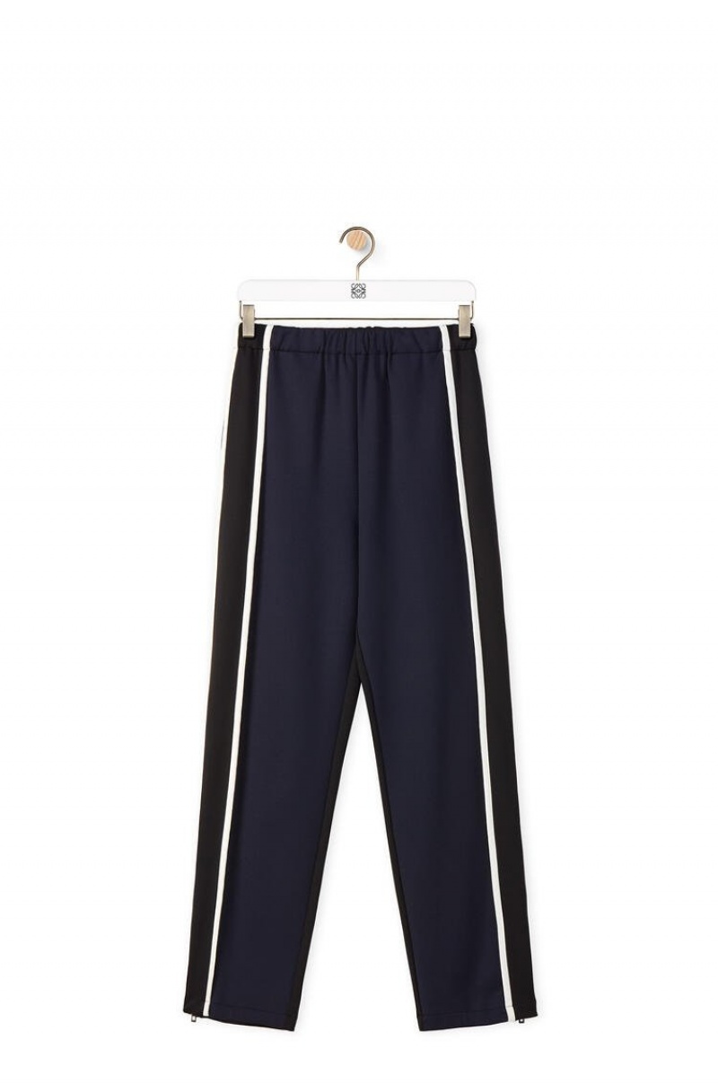 Pantalones Loewe Jogging trousers in technical jersey Hombre Azul Marino Negras | 062XKQBOZ