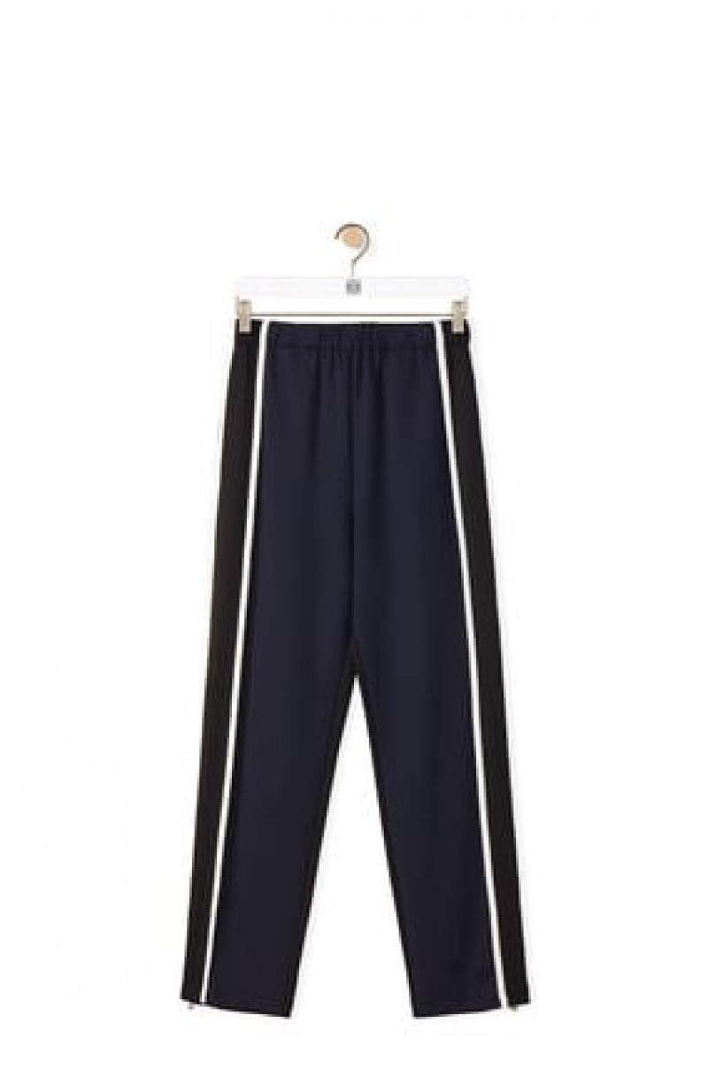 Pantalones Loewe Jogging trousers in technical jersey Hombre Azul Marino Negras | 062XKQBOZ