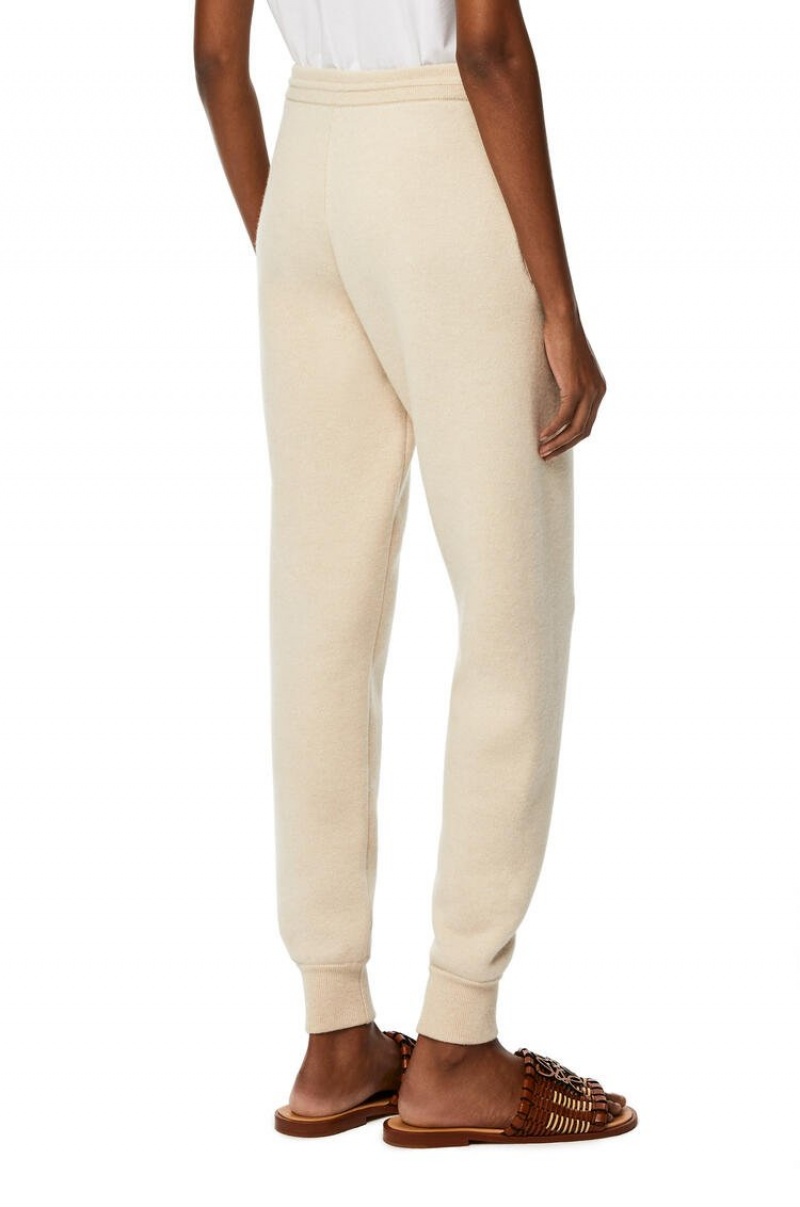 Pantalones Loewe Knit track trousers in cashmere Mujer Ecru | 457SRLEYU