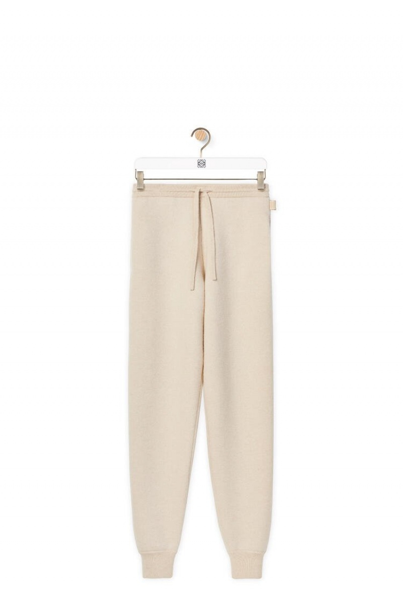 Pantalones Loewe Knit track trousers in cashmere Mujer Ecru | 457SRLEYU