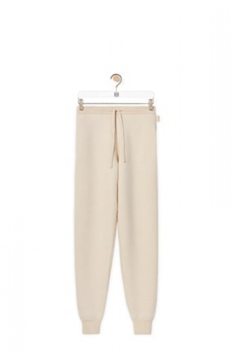 Pantalones Loewe Knit track trousers in cashmere Mujer Ecru | 457SRLEYU