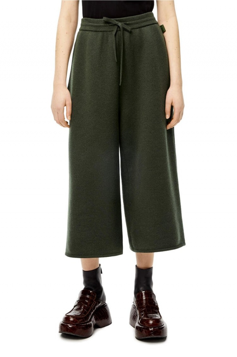 Pantalones Loewe Knit trousers in cashmere Mujer Kaki Verde | 346FJPSWB