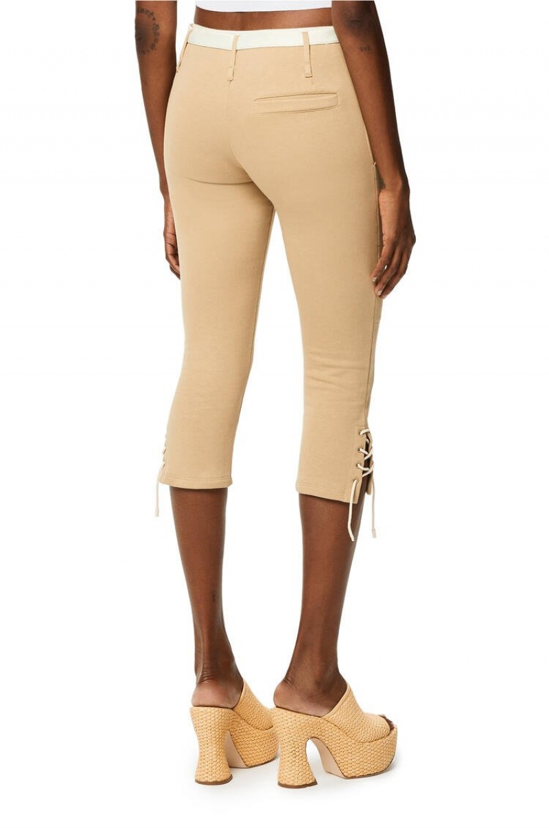 Pantalones Loewe Laced trousers in cotton Mujer Beige | 407HLXNAT