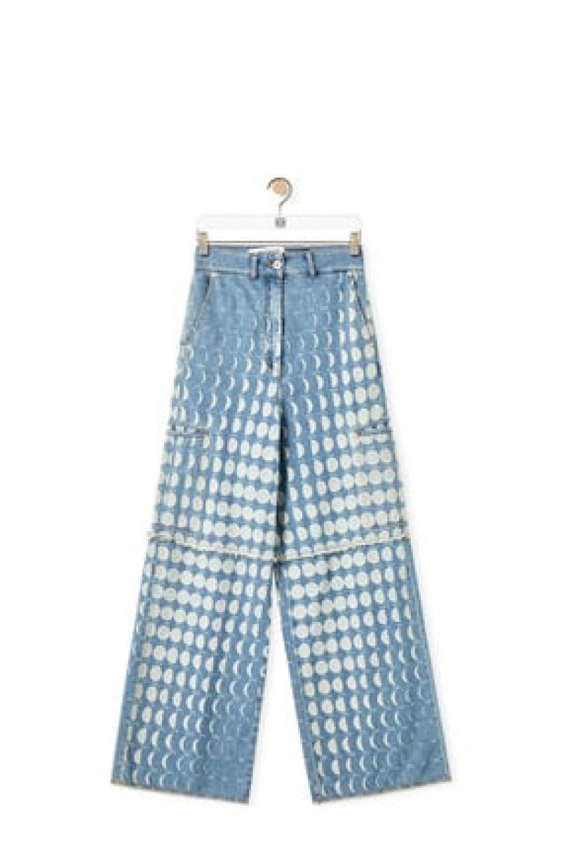 Pantalones Loewe Moon cargo trousers in denim Mujer Azules | 198NFLBDW