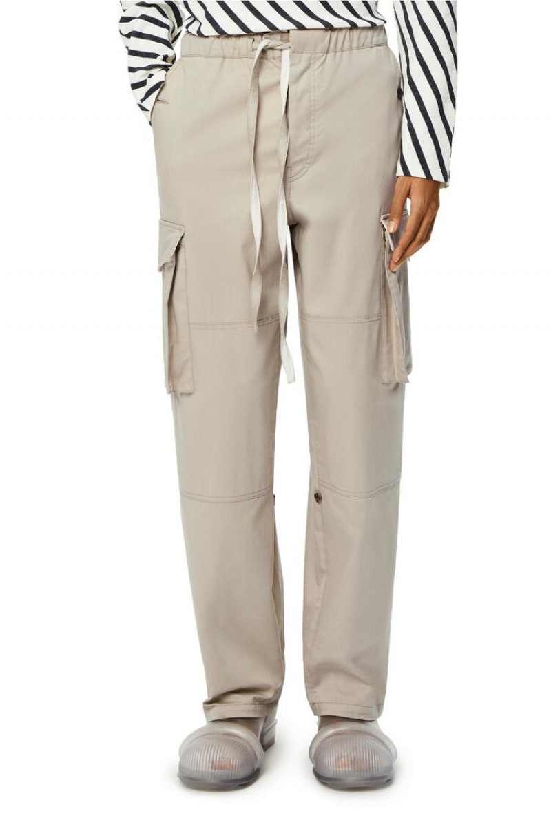 Pantalones Loewe Multi pocket drawstring trousers in cotton Hombre Gris | 308TJALUB