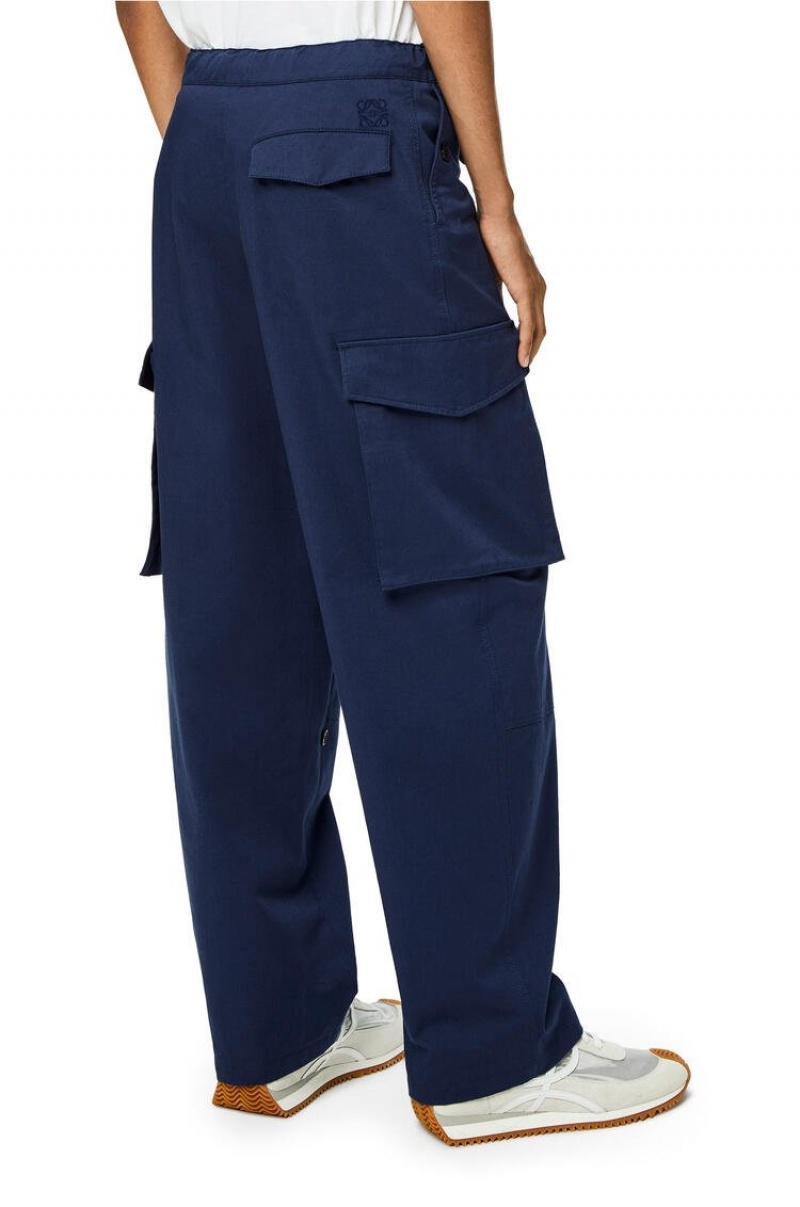 Pantalones Loewe Multi pocket drawstring trousers in cotton Hombre Petroleum | 937MNWIPR