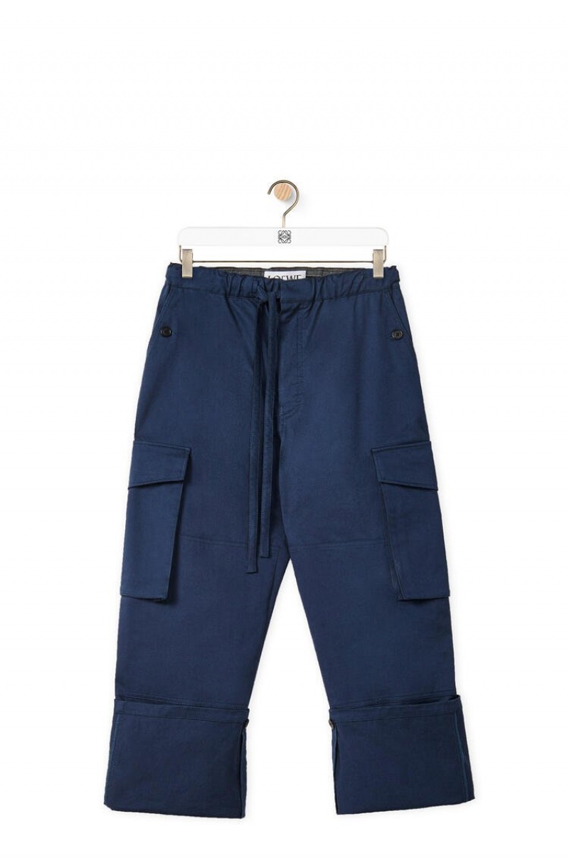 Pantalones Loewe Multi pocket drawstring trousers in cotton Hombre Petroleum | 937MNWIPR