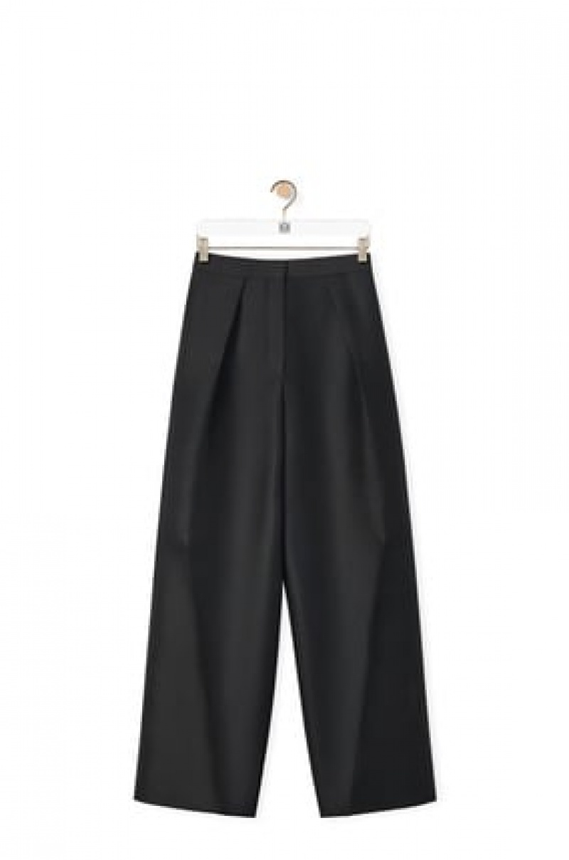 Pantalones Loewe Plisado trousers in technical twill Mujer Negras | 820JCUBZF