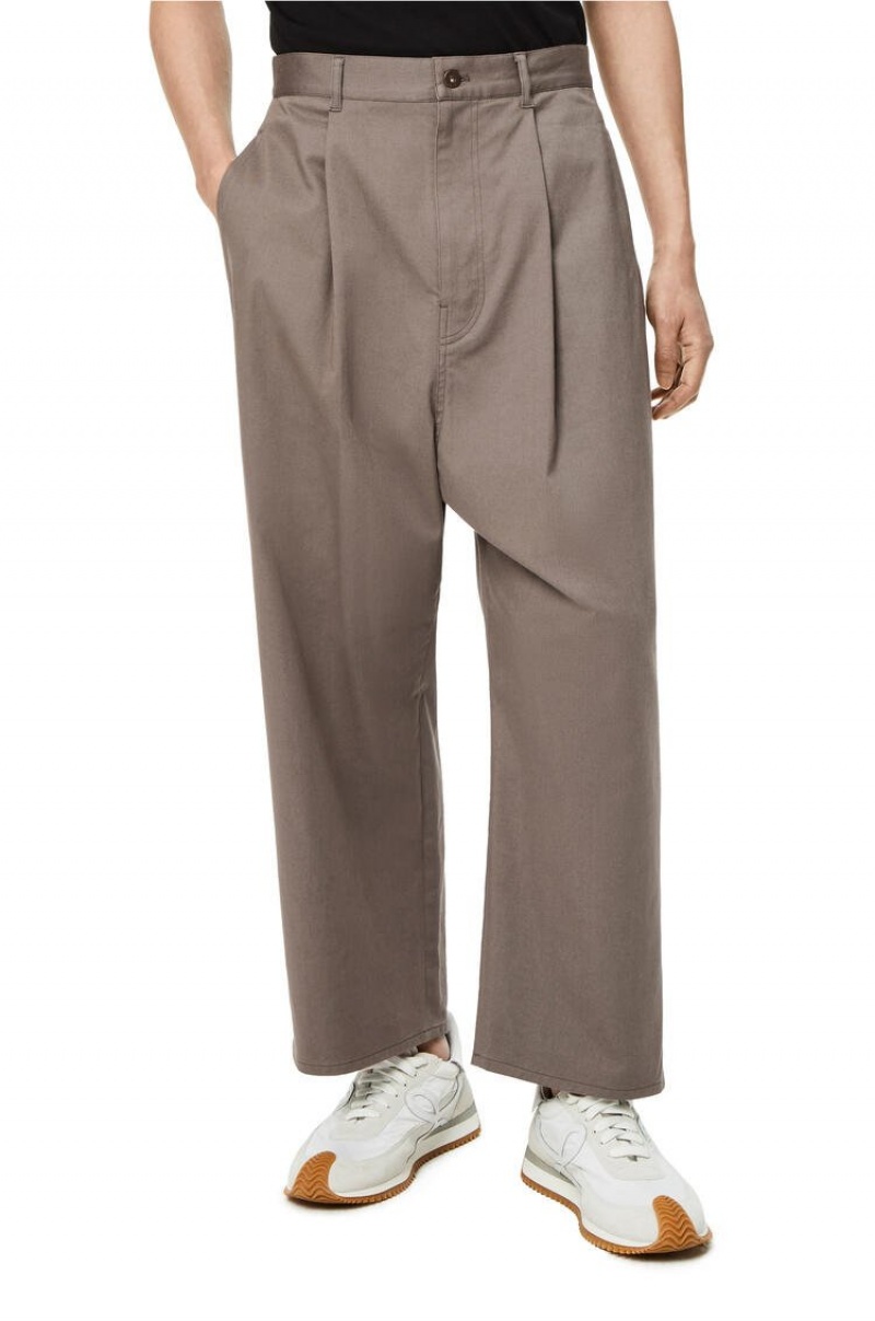 Pantalones Loewe Single pleat trousers in cotton Hombre Iron | 208HRQDPC