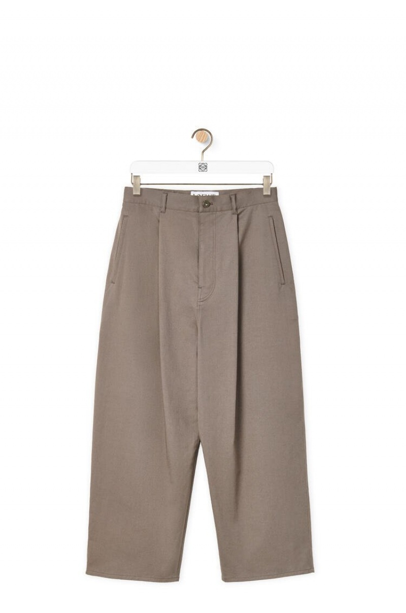 Pantalones Loewe Single pleat trousers in cotton Hombre Iron | 208HRQDPC