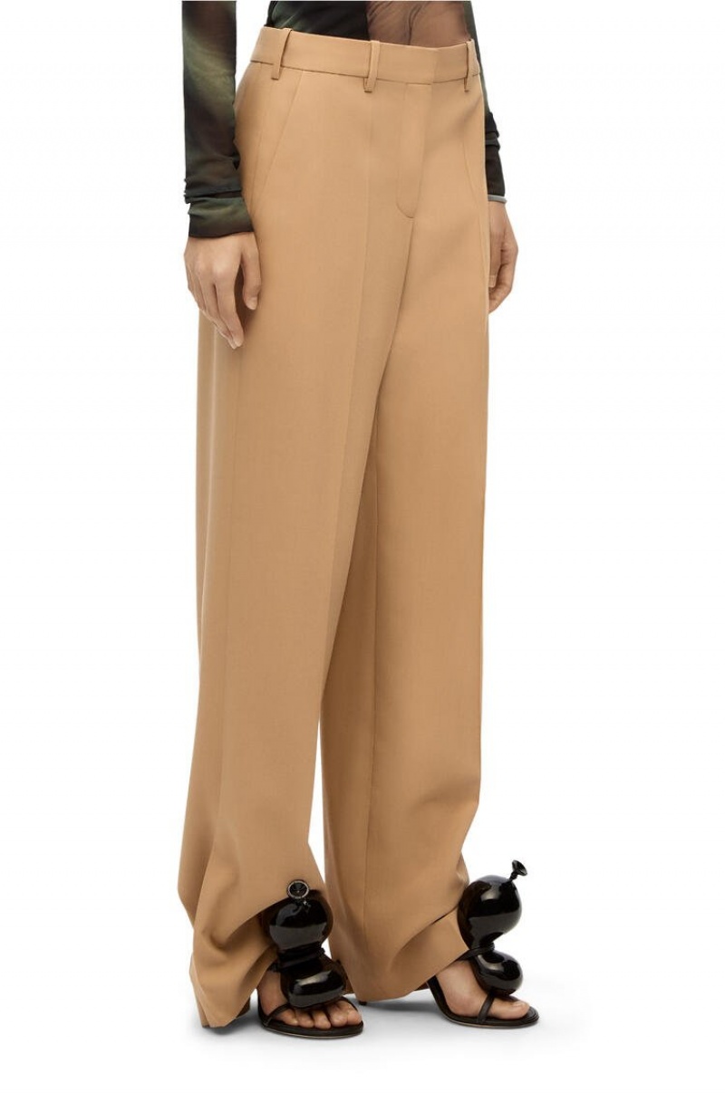 Pantalones Loewe Tailored trousers in wool Mujer Beige | 973BPFOMT