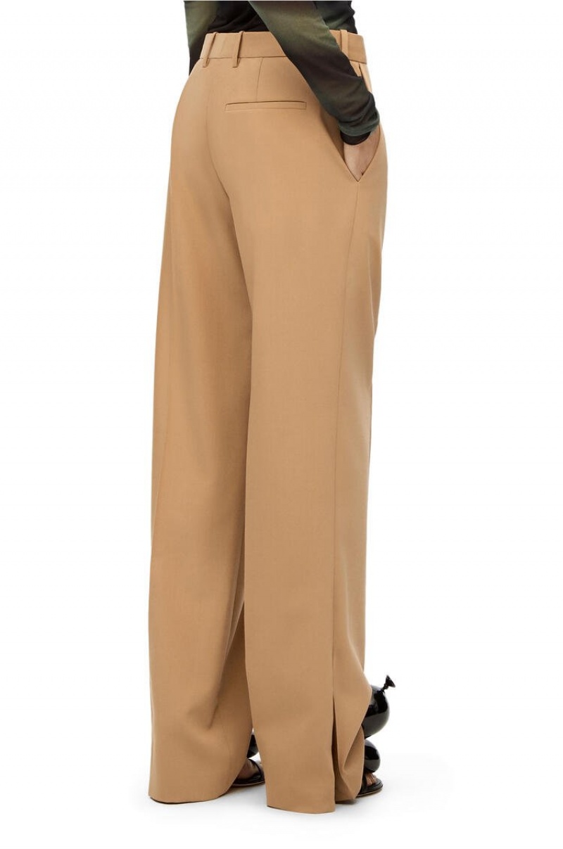 Pantalones Loewe Tailored trousers in wool Mujer Beige | 973BPFOMT