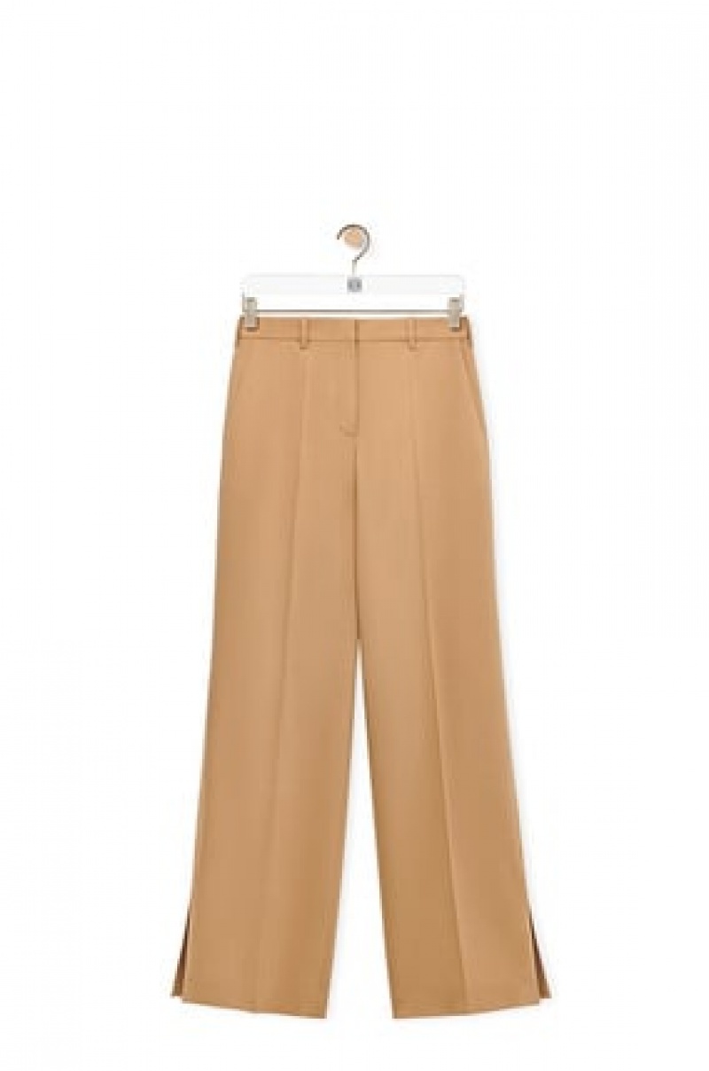 Pantalones Loewe Tailored trousers in wool Mujer Beige | 973BPFOMT