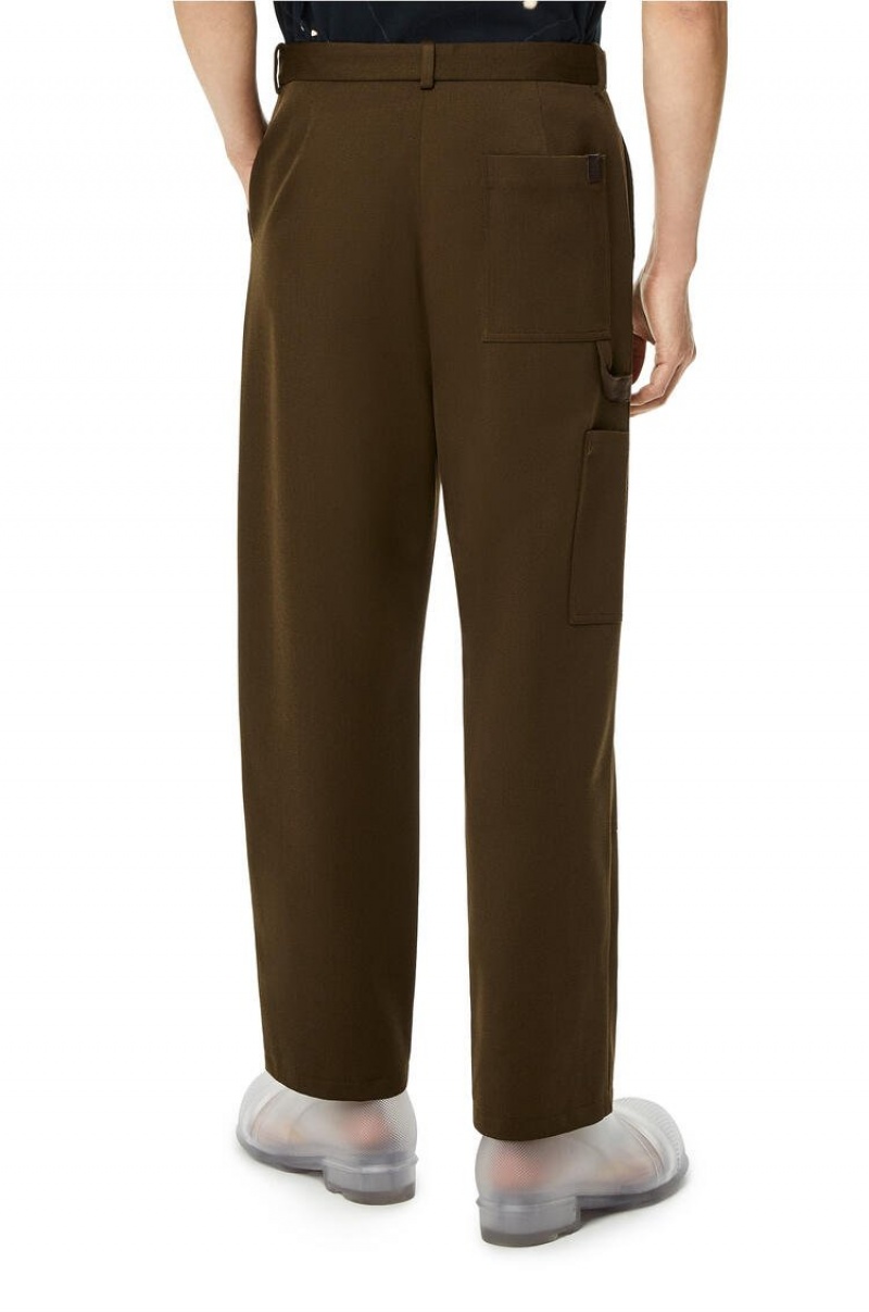 Pantalones Loewe Workwear trousers in wool Hombre Verde Oliva Oscuro Verde | 629EZDUTV