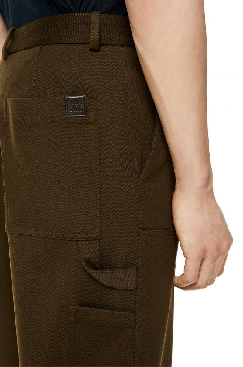 Pantalones Loewe Workwear trousers in wool Hombre Verde Oliva Oscuro Verde | 629EZDUTV